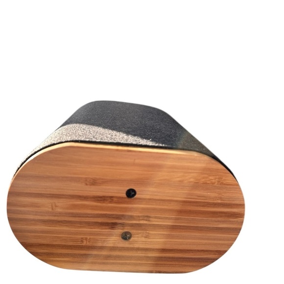 Gray Suede Wine Holder with Wooden Handle - Picture 5 of 7